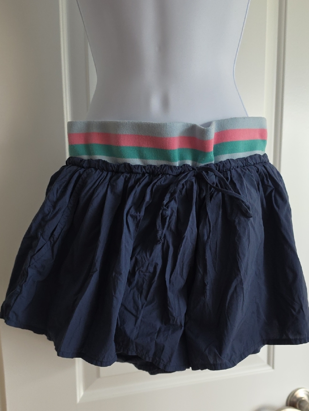 Navy Shorts with Striped Waistband